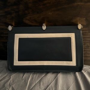 Vintage Lou Taylor handbag navy and white NO CHAIN